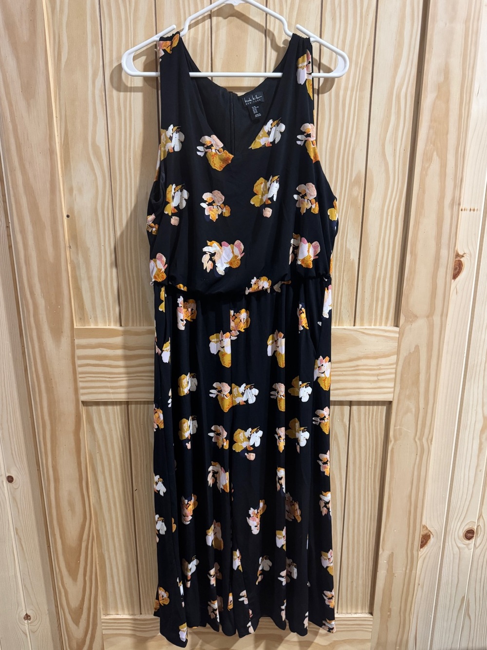 NICOLE MILLER BLACK AND YELLOW FLORAL JUMPSUIT